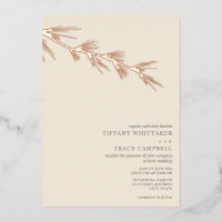 Pine Tree Branch Cream Wedding Foil Invitation
