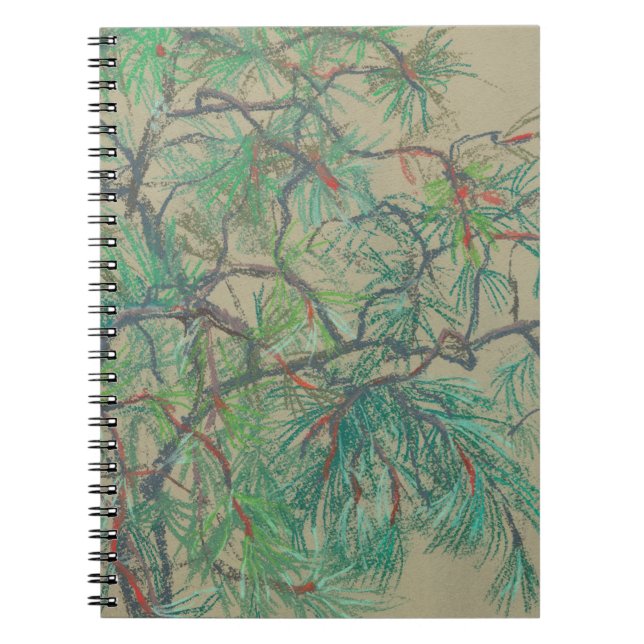"Pine-tree branch", pastel drawing in green tones Notebook (Front)