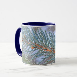 Pine Tree Branch Snow Winter Art Mug Cup