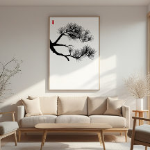 Pine Tree Branch - Zen Wall Art - Minimalist Decor