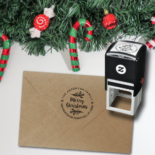Pine Tree Branches Holiday Custom Return Address Self-inking Stamp