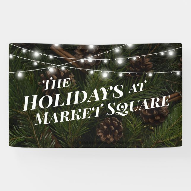Pine Tree Branches Holiday Photo Banner (Horizontal)