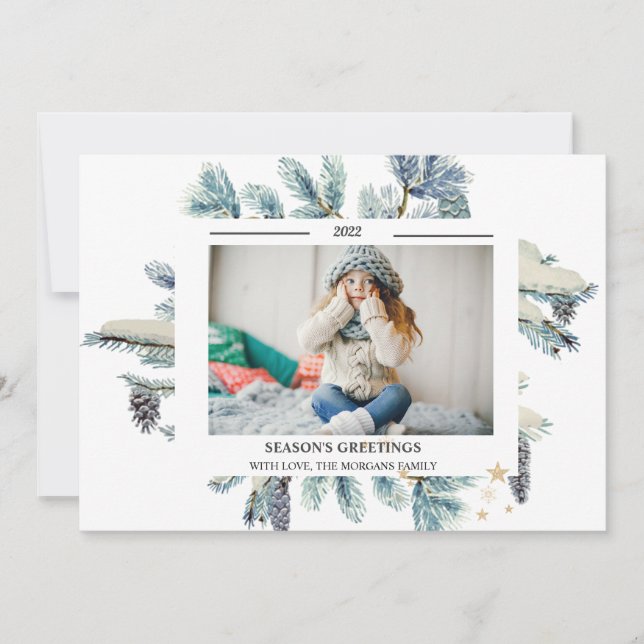 Pine Tree Branches Photo SEASON'S GREETINGS (Front)