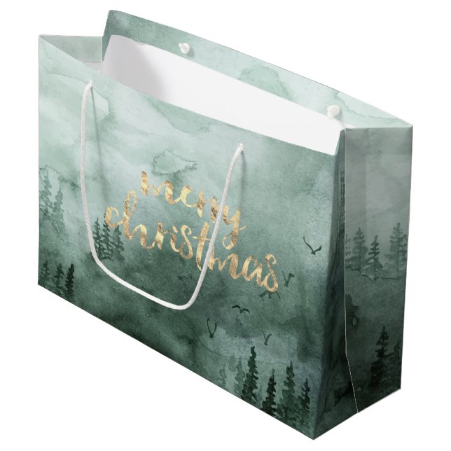 Pine Tree Branches,Snow  Large Gift Bag (Front Angled)