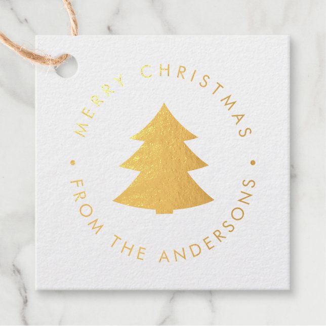 Pine Tree Christmas Photo Favour Tags (Front)