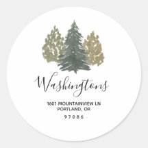 Pine Tree Christmas Return Address Envelope Seals