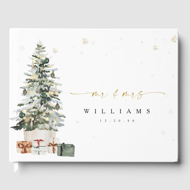 Pine Tree Christmas Wedding Guest Book (Front)