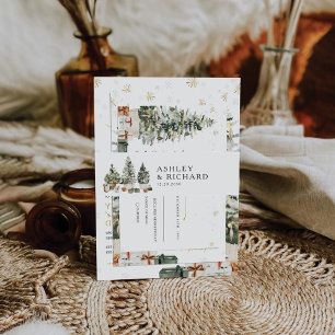 Pine Tree Christmas Wedding Invitation Belly Band