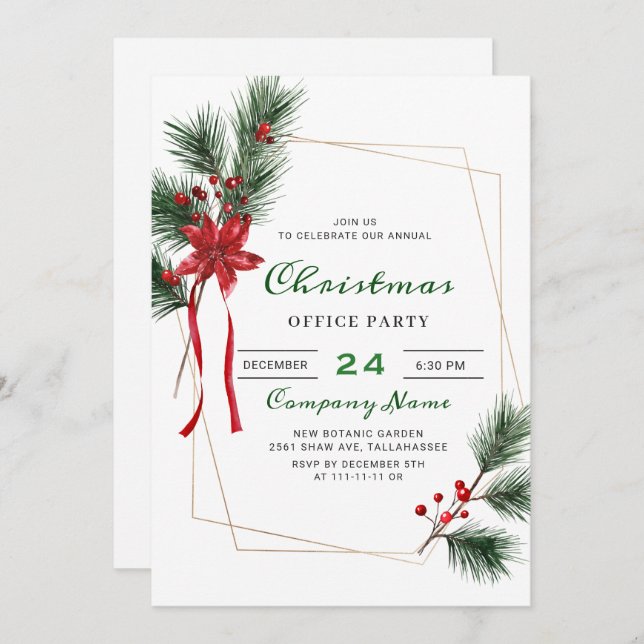  Pine Tree Corporate Christmas Holiday Party Invitation (Front/Back)
