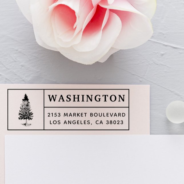 Pine Tree | Custom Family Name Return Address Rubber Stamp (Creator Uploaded)