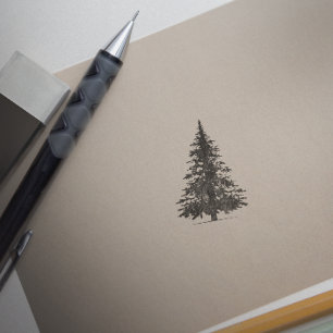 Pine tree, evergreen tree, Christmas tree Rubber Stamp