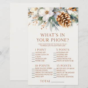 Pine Tree Floral In Your Phone Baby Shower Game