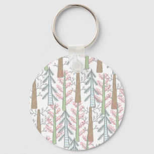 Pine Tree Forest Branches Pastel Nature Keychain