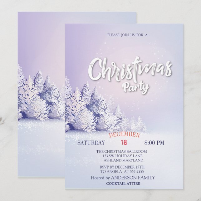 Pine Tree Forest Christmas  Party Invitation (Front/Back)