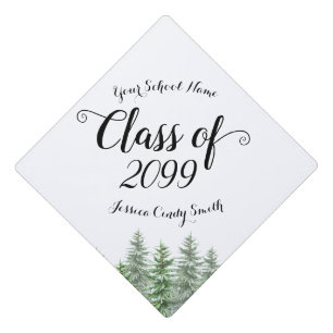 Pine Tree Forest Custom School and Class Year Graduation Cap Topper