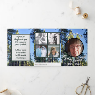 Pine Tree Forest Five Photo Memorial  Tri-Fold Announcement