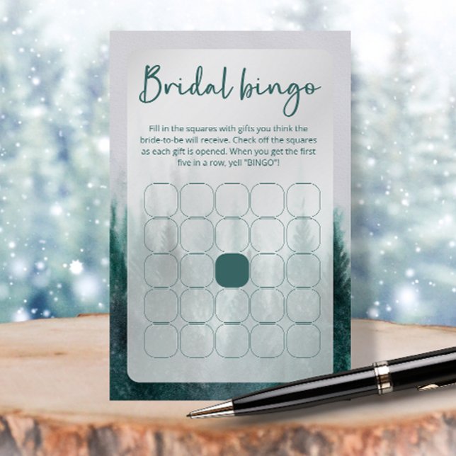 Pine Tree Forest Green Bridal Shower bingo game (Creator Uploaded)