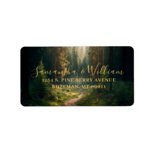Pine Tree Forest Green Wedding Label