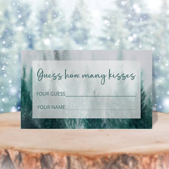 Pine Tree Forest guess how many kisses bridal game Enclosure Card (Creator Uploaded)