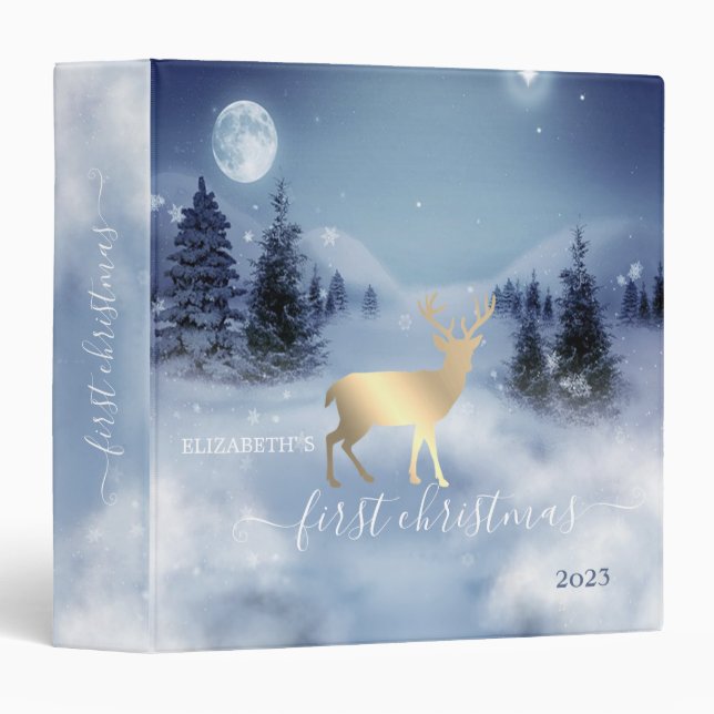 Pine Tree Forest,Landscape,Gold Reindeer Binder (Front/Spine)