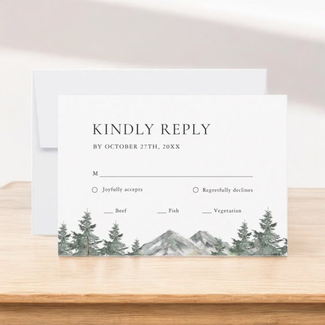 Pine Tree Forest Mountain Wedding RSVP Card (Creator Uploaded)