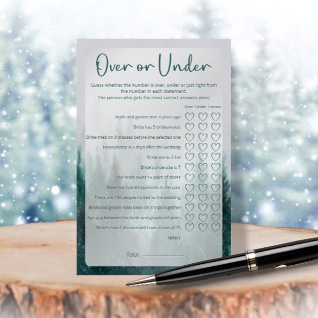 Pine Tree Forest Over Under Bridal Shower Game (Creator Uploaded)