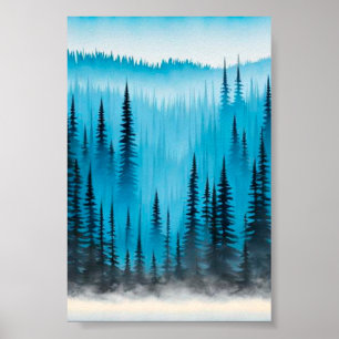 Pine tree forest poster