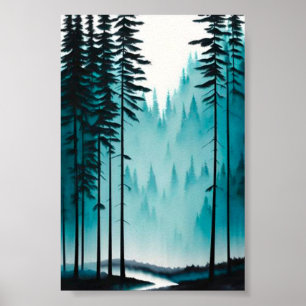 Pine tree forest poster
