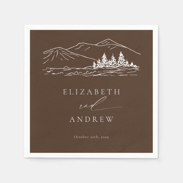 Pine Tree Forest Rustic Mountains Wedding Napkin (Front)