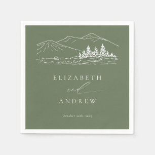 Pine Tree Forest Rustic Mountains Wedding Napkin