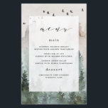Pine Tree Forest Rustic Themed Wedding Menu Cards<br><div class="desc">Design features a woodsy evergreen pine tree watercolor background with painted birds at the top. Design also features a modern typography layout with elegant fonts. You can fully customize this menu to your own font choices, sizes, colours and more or use the preset template. You can also move around text...</div>