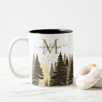 Pine Tree Forest Script Name Monogram