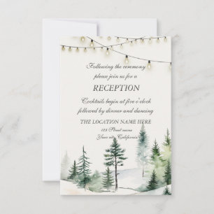 Pine Tree Forest,String Lights Wedding Reception  Invitation