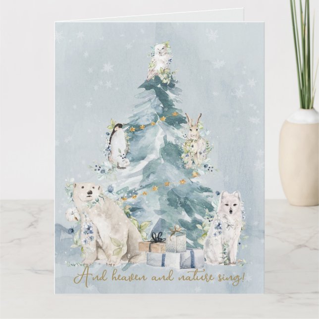 Pine Tree Forest Watercolor Christmas  Card (Front)