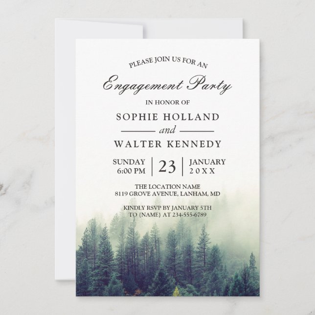 Pine Tree Forest Wedding Shower Engagement Party Invitation (Front)