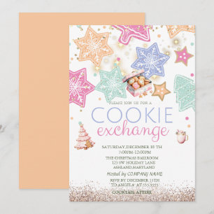 Pine Tree Gingerbread Cookies Stars Christmas Invitation