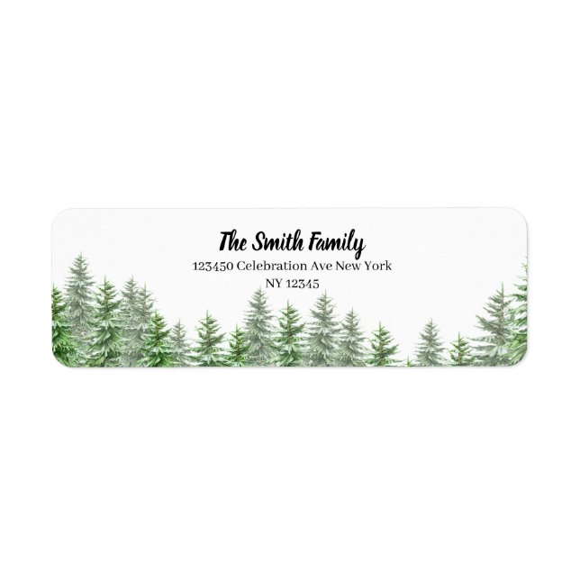 Pine Tree Greenery Wedding Return Address Label (Front)