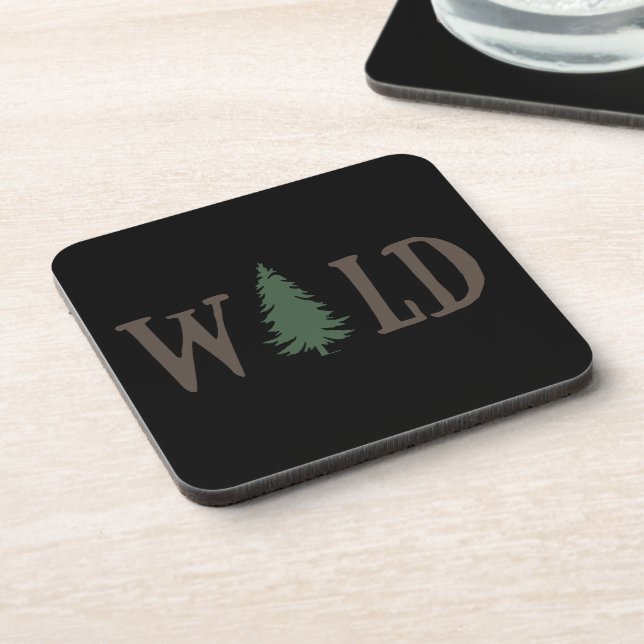 pine tree in a forest hiking lover coaster (Left Side)