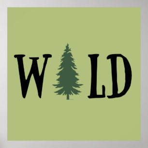 pine tree in a forest hiking lover poster