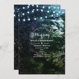 Pine Tree & Lights Invitations de mariage hivernal