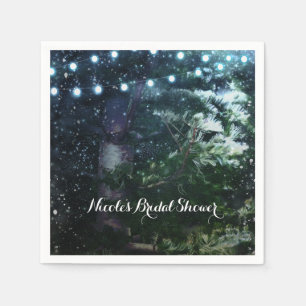 Pine Tree & Lights Winter Night Forest Wedding Napkin