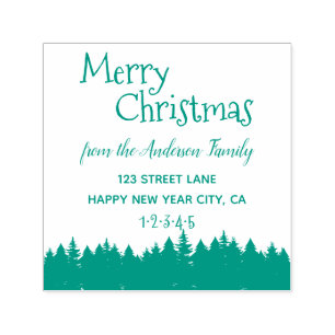 Pine Tree Merry Christmas Holiday Return Address Self-inking Stamp