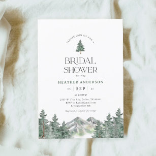 Pine Tree Mountain Forest Bridal Shower Invitation
