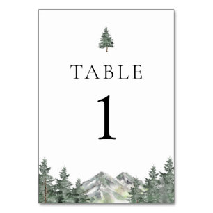 Pine Tree Mountain Mariage Numéro de table Cartes