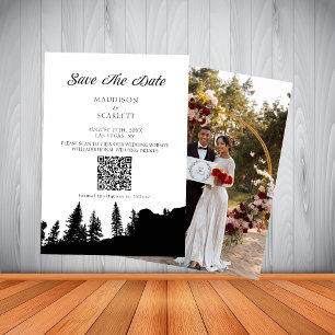 Pine Tree Mountain QR Code Wedding Save The Date Invitation