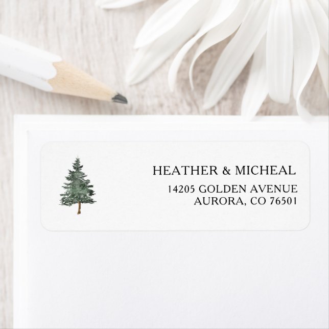 Pine Tree Mountain Wedding Return Address Label (Insitu)