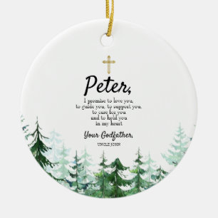 Pine Tree Personalised Promise to Godchild Ceramic Ornament