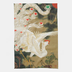 Pine Tree & Phoenix (Love Heart Phoenix), Jakuchu Kitchen Towel