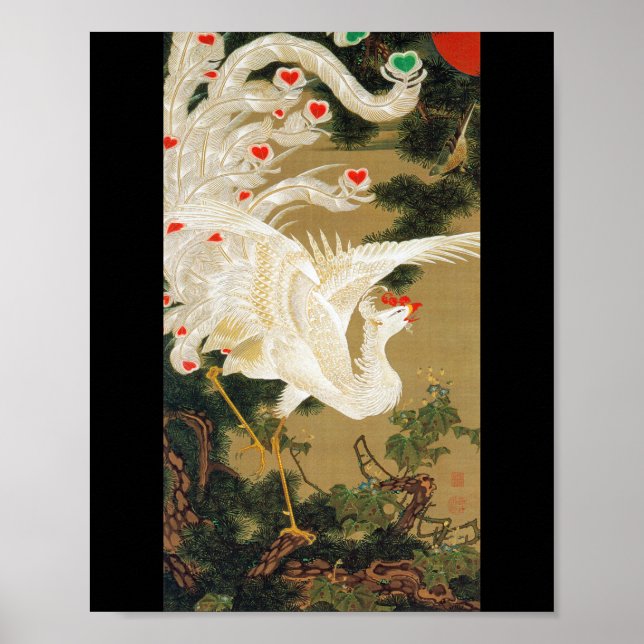 Pine Tree & Phoenix (Love Heart Phoenix), Jakuchu Poster (Front)