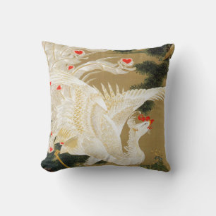 Pine Tree & Phoenix (Love Heart Phoenix), Jakuchu Throw Pillow
